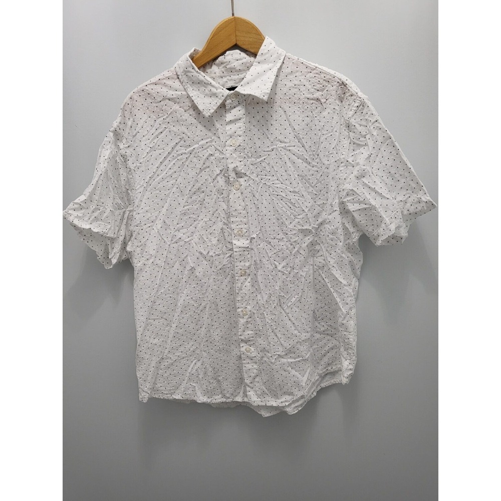 Bonobos Shirt Mens XL Short Athletic Fit White Polka Dots Cotton Button Front‎